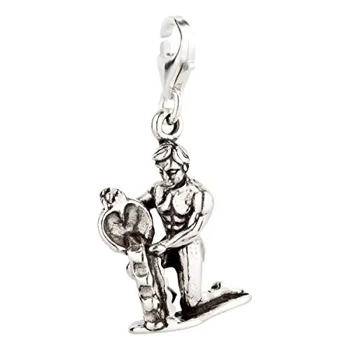 7K Sternzeichen Wassermann Charm Anhänger aus 925 Sterling Silber (22x10mm)