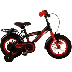 VOLARE Kinderfahrrad Thombike 12 Zoll, rot - Rot/Schwarz - Kinderfahrrad 12 Zoll für Jungen, mit abnehmbaren Stützrädern und geschlossenen Kettenkasten für maximale Sicherheit. Höhenverstellbarer Sattel und Lenker für lange Freude am Fahren!