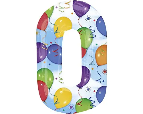 Amscan 22/55 x 35/88 cm Zahl 0 Luftschlangen Super Shape Folienballon