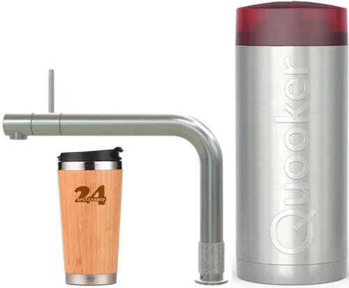 QUOOKER FRONT COMBI+ B Edelstahl 100°C Küchenarmatur mit Kochendwasserfunktion - Elegante 3-in-1 Küchenarmatur aus Edelstahl, die sofort kaltes, warmes und 100°C kochendes Wasser liefert. Ideal für moderne Küchen, spart Wartezeiten und Wasser.