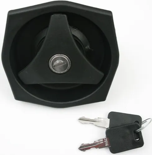Türschloss für Wohnwagen und Boot, schwarz - Robustes Außenschloss aus hochwertigem Kunststoff mit zwei Schlüsseln. Ideal für Wohnmobile und Caravans. Witterungsbeständig und mit einfacher Handhabung durch drei Griffmulden.