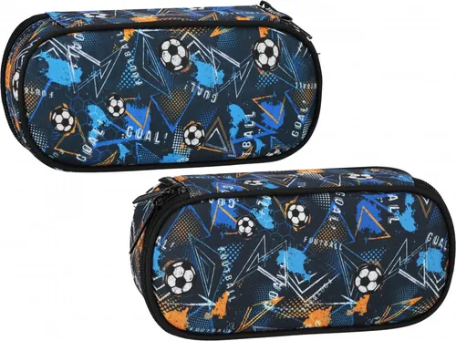 Starpak Federmäppchen, 1 Reißverschluss, Fußball, blau