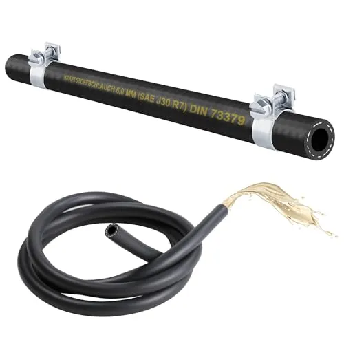  6 mm) 1x Meter Benzinschlauch Ölschlauch Dieselschlauch Kraftstoffleitung für Benzin Kraftstoff Diesel (SAEJ30R7 DIN 73379)-(2x W1 Mini Schelle) (Innen 6,0 mm/Außen 12,0 mm (Schelle große 11x13mm)