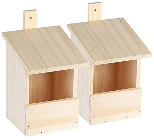 Royal Gardineer Vogelhaus Holz: 2er-Set Vogel-Nistkästen zum Aufhängen an Baum oder Wand, vormontiert (Vogel-Hotel, Brutkasten, Winter)