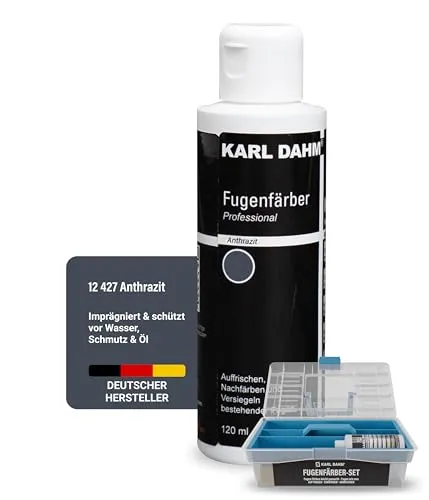 Karl Dahm® Fugenfärber-Set Anthrazit 120 ml - Fugenreiniger für Innen & Außen, wasser- und schmutzabweisend, sorgt für eine sofortige Fugenauffrischung mit langanhaltendem Ergebnis.