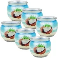 HS Candle Duftkerze Motiv 6er Pack Coconut in blau von HS Candle