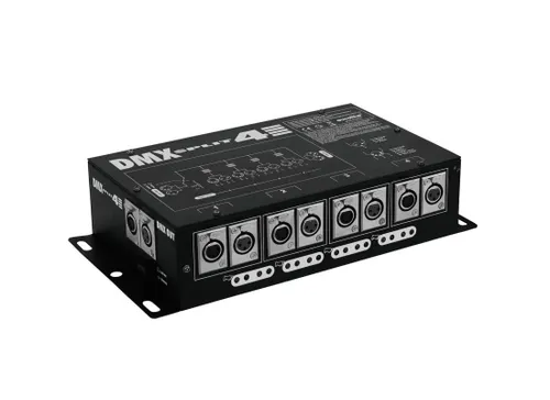 Eurolite DMX Split 4 Splitter - DMX-Splitter für Licht & Bühne, verteilt einen DMX-Eingang auf 4 Ausgänge mit galvanischer Trennung und unabhängigen Treibern für optimale Signalqualität.