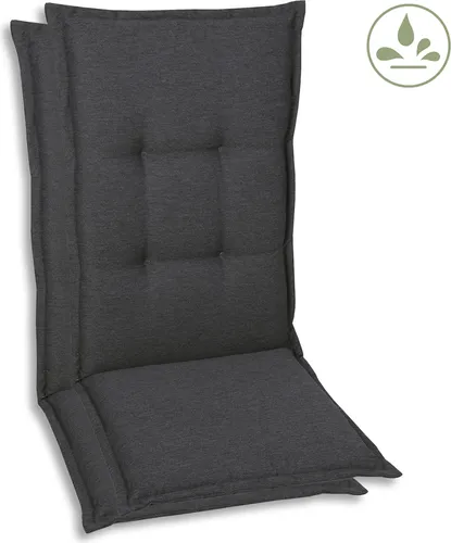 GO-DE Textil Gartenauflage Uni (2er Set Mittellehner, anthrazit) - Kissen für Hochlehner und Mittellehner, sorgt für zusätzlichen Komfort mit hochwertiger Schaumstoff- und Vliesfüllung, ideal für gemütliche Stunden im Garten.