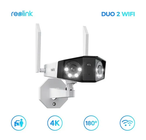 Reolink Duo 2 Überwachungskamera 8MP - Überwachungskamera für Außen mit 180° Ultra-Weitwinkel, Dual-Lens und Farbnachtsicht - ideal für umfassende Sicherheit und einfache Überwachung.