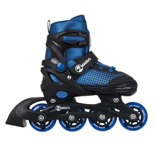Madivo Horizon Boy Inliner VERSTELLBAR | ABEC-5 Kugellager Inlineskates | für Herren - Jugendliche - Kinder | Schwarz/Blau | Größen: 30-33, 34-37, 38-41 (S (30-33))