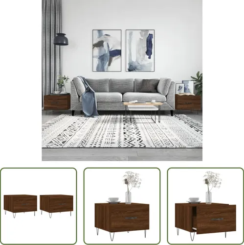 The Living Store Couchtische 2er Set Braun Eichen-Optik 50x50x40 cm