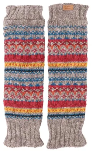 GURU SHOP Wollstulpen aus Nepal - Beinstulpen Grau/Rot für Herren und Damen - Handgefertigte Wollstulpen aus Nepal, ideal für kalte Tage. Mit weichem Fleece-Futter bieten sie Wärme und Komfort. Perfekt für Yoga, unterwegs oder zu Hause.