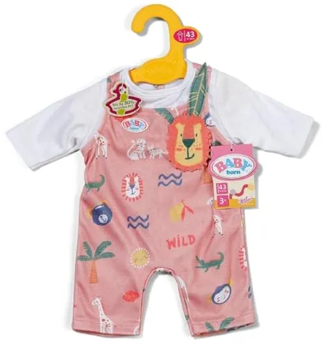 Baby Born Strampler mit Langen Ärmeln & Dschungelmotiven - Hochwertiges Puppenzubehör - Kleidung geeignet für Puppen der Größe 43 cm