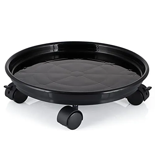 Skelang 30cm Rollbarer Blumentopfständer, Rollbarer Pflanzenständer, Pflanzenständer mit Universalrad für Zimmer- und Außenpflanzen, Tragfähigkeit 56kg, Schwarz