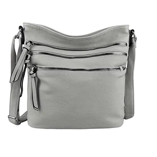 Damen Kunstleder Schultertasche - Elegante Umhängetasche in Grau - Praktische Schultertasche (32x29x11 cm) aus hochwertigem Kunstleder. Ideal für den Alltag und Wochenendausflüge. Modernes Design vereint Stil und Funktionalität - die perfekte Begleiterin für jede Gelegenheit.