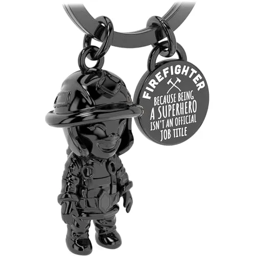 LANOLU Schlüsselanhänger Feuerwehrmann, Feuerwehr Geschenke für Männer, Glücksbringer Geschenke für Feuerwehrmänner aus Metall