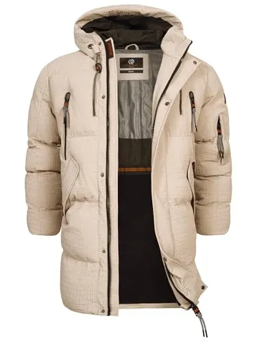 Indicode Herren INLondoy Parka mit Kapuze | Modische Steppjacke für Männer in Simply Taupe, Größe M - Stylischer Parka mit mehreren Außentaschen für sicheren Stauraum und elastischen Bündchen für perfekten Sitz. Langer Schnitt bietet zusätzlichen Schutz im Winter. Ideal für moderne Ansprüche.