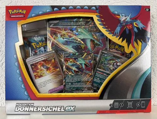 Pokémon-Sammelkartenspiel: Kollektion Donnersichel-ex - Sammelkarten Packs & Sets mit 1 holografischer Promokarte und 1 überdimensionalen Karte, ideal für Sammler und Spieler des Pokémon-Sammelkartenspiels.