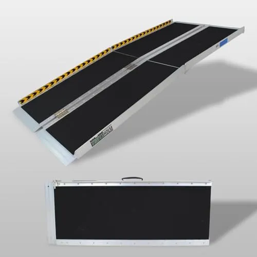 TRUTZHOLM klappbare Rollstuhlrampe 183 cm - Alu-Rampe für Rollstühle & Scooter mit einer Traglast von 272 kg. 2-fach faltbar für einfachen Transport, ideal zum Beladen von Wohnwagen und Anhängern.