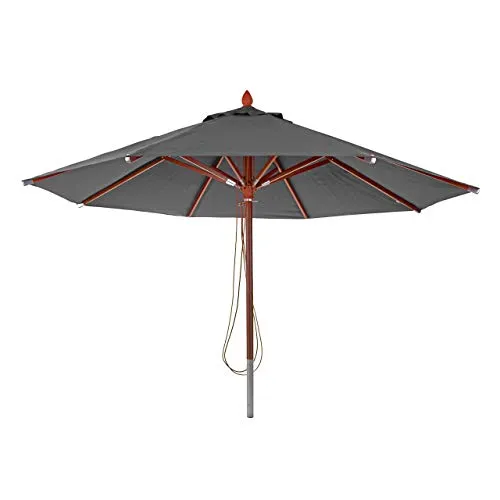 Mendler Gastronomie Holz-Sonnenschirm HWC-C57, 4m rund in grau von Mendler