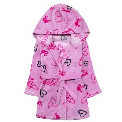 Barbie Kinder Bademantel für Mädchen 4-10 Jahre - Flauschiger Kapuzenbademantel in Rosa, ideal für Schwimmbad, Sauna oder zu Hause, sorgt für Wärme und Komfort nach dem Baden.