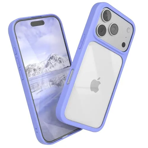 EAZY CASE Clear Hybrid Bumper Hülle kompatibel mit iPhone 17 Pro, Handyhülle mit Ultra Aufprallschutz, Stoßfest und Kratzfest, dünne Schutzhülle mit Kameraschutz, Handy Case, Lavendel Blau
