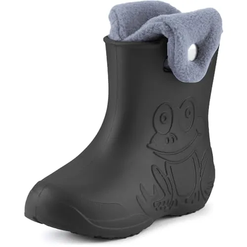 Ladeheid EVA Kinder Gummistiefel gefüttert - Regenschuhe für Jungen und Mädchen (Carbone/Grau, 30/31 EU) - Gummistiefel für Kinder, gefüttert und ideal für kalte Wintertage. Diese leichten und langlebigen Stiefel halten die Füße warm und trocken, perfekt für aktive Kinder.