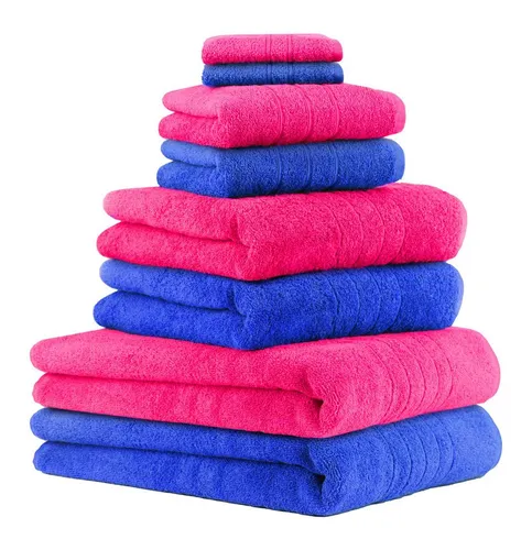 Betz Handtuch Set 8-TLG. Handtuch-Set Deluxe Farbe Fuchsia und blau, 100% Baumwolle (Set, 8-St)