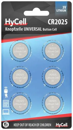 HyCell Knopfzelle CR 2025 3V 6 St. 140 mAh Lithium CR2025