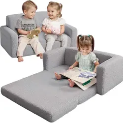 2-in-1 Kinder Schlafsofa – Faltbares Kindersessel mit Seitentaschen - Sonstige Matratzen – Komfortables 2-in-1 Design für Sofa und Liegefläche, ideal für Kinderzimmer und sicheres Spielen.