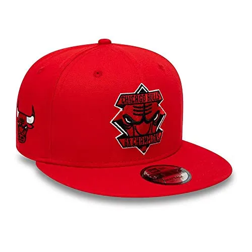 New Era 9Fifty Diamond Patch Bulls Cap Basecap Baseballcap Flat Brim NBA Chicago Damen/Herren - Snapback, mit Schirm Winter Herbst Frühjahr Sommer Frühling-Sommer Herbst-Winter - S/M (54-57 cm) rot