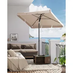 SONGMICS Sonnenschirm 230 x 150 cm UPF 50+ - Taupe, Höhenverstellbar - Dieser vielseitige Sonnenschirm bietet mit UPF 50+ hervorragenden Schutz vor UV-Strahlen. Höhenverstellbar und beidseitig neigbar, ist er ideal für Balkon, Terrasse oder Garten und lässt sich leicht verstauen.