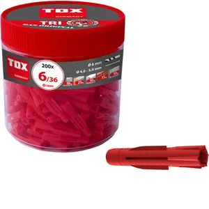 Tox Dübel 010260031, Allzweckdübel Tri 6/36, 6 x 36mm, Universaldübel, 200 Stück