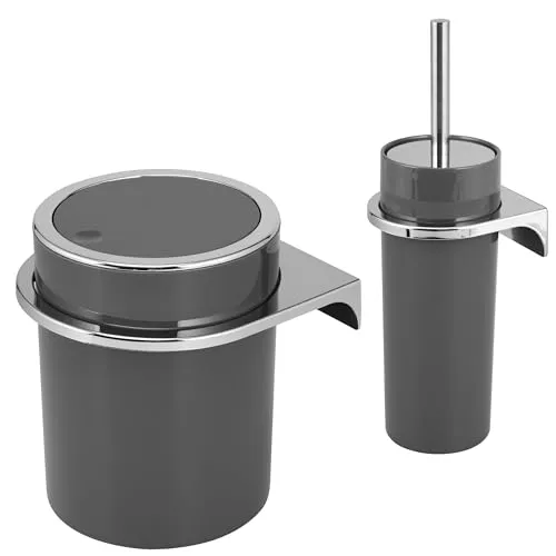 Badezimmer-Set Savona grau, 2-tlg. Kunststoff - Toilettenbürsten & -halter, modernes 2-teiliges Set in elegantem Grau, ideal für stilvolle Badezimmer mit afrikanischem Flair.