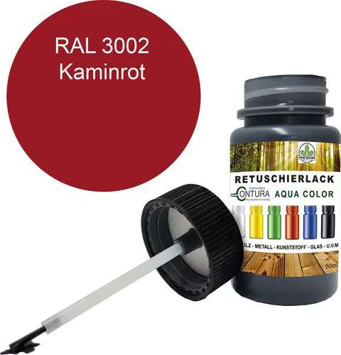 Reparaturlack Lackstift RAL Lack Pinselflasche 50ml. Farbe Holz Metall Möbel Auto Bad Retuschierlack - RAL 3002 Kaminrot