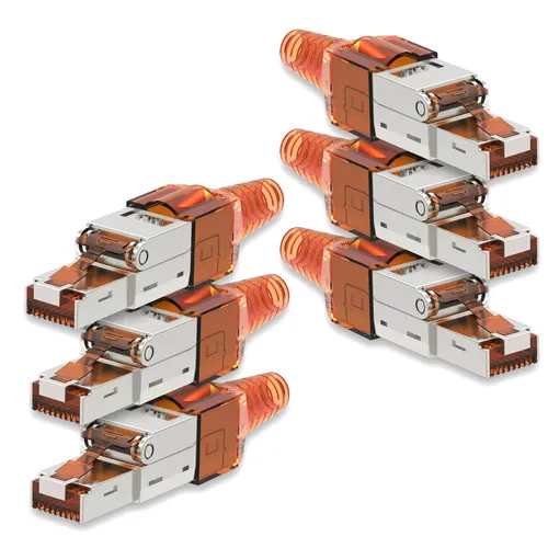 6x Netzwerkstecker CAT 7 Werkzeuglos RJ45 Netzwerk Metall Stecker Verlegekabel