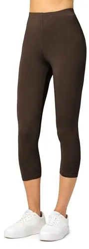 Merry Style Damen Leggings 3/4 Capri Leggings aus Viskose MS10-144 (Braun, XS)