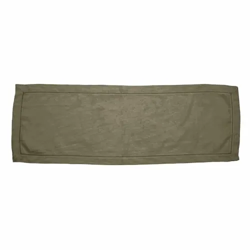 LOBERON Tischläufer Covent Garden, Schmückende Hohlsaumstickerei, Zeitlos Elegantes Design, Tischdeko, Tischwäsche, Tischdecke, Leinen, Baumwolle, olivgrün