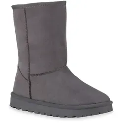 Giralin Damen Warm Gefütterte Schlupfstiefeletten Profil-Sohle Schuhe 836446, Farbe: Grau, Größe: 40 - Grau - 40
