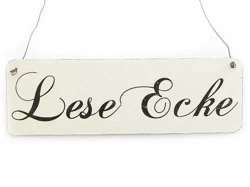 Vintage Deko Schild Türschild LESEECKE Shabby Nostalgie Landhaus Holz weiß