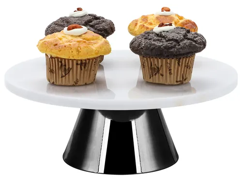 ECHTWERK Tortenplatte aus Marmor, 22 cm - Stilvoller Tortenständer aus hochwertigem Marmor, ideal für Hochzeiten und Partys. Multifunktional für Kuchen, Käse und mehr – ein echter Eye-Catcher!