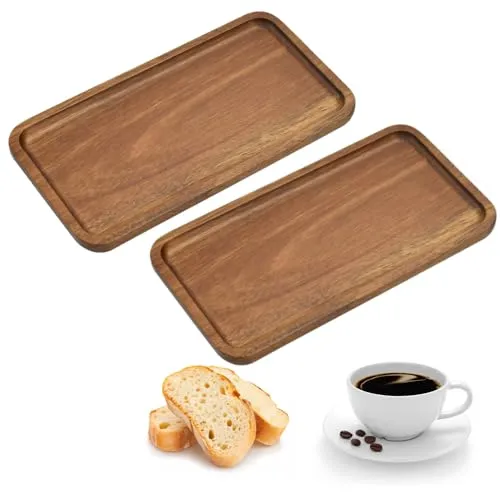 CAREDGO 2 STK Holztablett 20x10x1,5cm Bambus Tablett Serviertablett