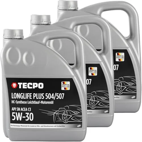 TECPO Motoröl 15 Liter 5W-30 LONGLIFE Plus HC Synthese ACEA C3 API SN / 504/507 / 229.31 229.51 / LL-04 C30