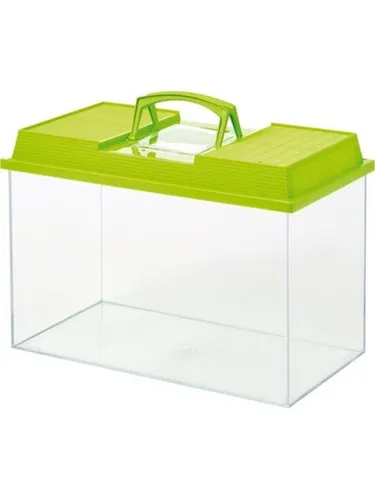 Savic Fauna Box 10l Aquarium Grün - Hundebox für Reptilien und Kleinnager, transparent mit praktischem Griff für einfachen Transport, ideal für Quarantäne und Ausflüge.
