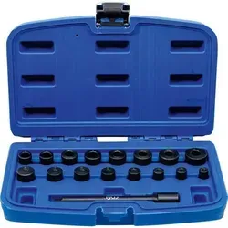 Kupplungszentriersatz 17-teilig - metrisch komplett in Kassette - Zubehör für Elektrowerkzeug, 17-teiliges Set für präzises Zentrieren von Kupplungen, ideal für professionelle Anwendungen.