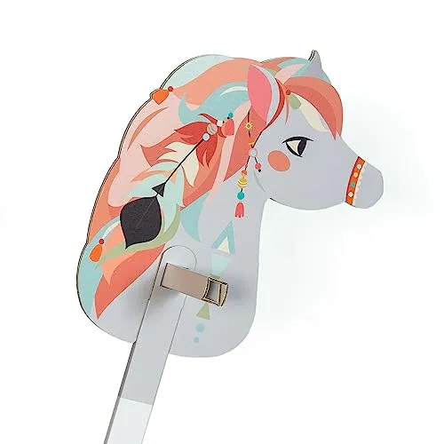 FOLDZILLA Steckenpferd aus Pappe 115 x 40 x 25 cm Hobbyhorse Stockpferd - Pferd Ethno rosa