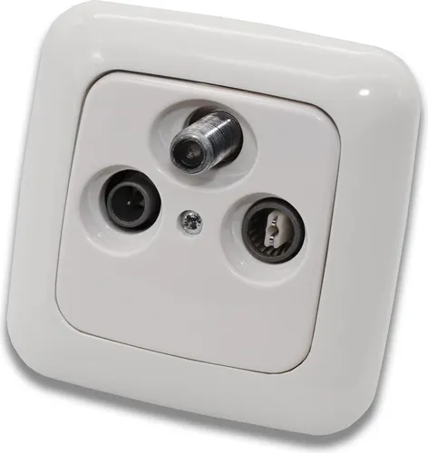 BUSCH JÄGER Komplettset / Antennensteckdosen-Einsatz Radio/TV/SAT Triax FS 302 F + 1fach Rahmen und Abdeckung, alles in Busch Jäger Reflex SI Alpinweiß