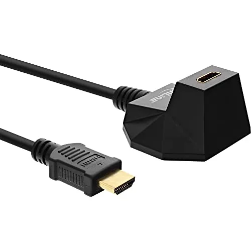 InLine 17531S HDMI Verlängerung mit Standfuß, HDMI-High Speed mit Ethernet, 4K2K, Stecker / Buchse, schwarz / gold, 1m