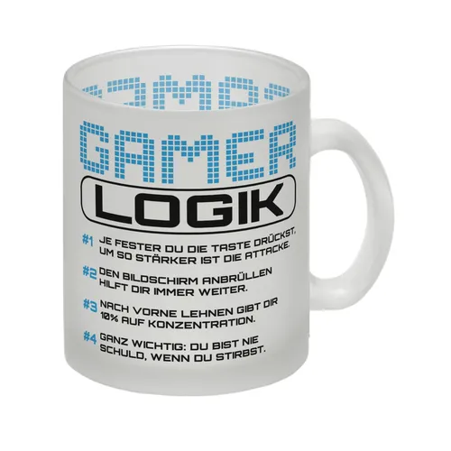 Gamer Logik Glas Tasse in blau