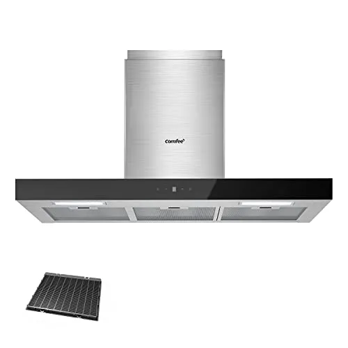 COMFEE' CHW 7.9M77A3 A+++ Dunstabzugshaube 90cm - Dunstabzugshaube mit 650m³/h starker Saugleistung, 4 Geschwindigkeiten, Berührungs- und Gestensteuerung für einfache Bedienung und effiziente Fettfilterung.